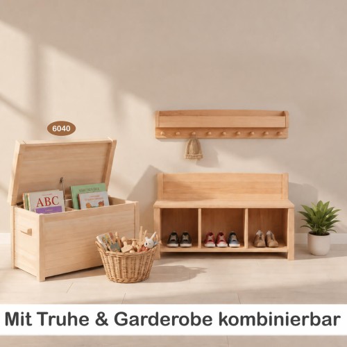 Kinder Sitzbank mit 3 Fächern ideal kombinierbar mit PEITZ-Modulen für Flur und Kinderzimmer.